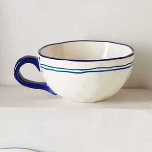 Anthropologie Mug Sardina NEW Sold Out Fish Blue White Mediterranean - SET OF 4